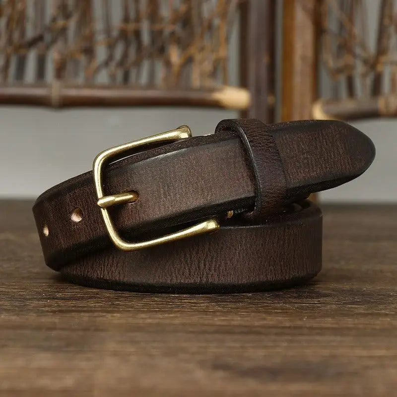 Brown leather belt with brass buckle from Assorted Leather Belts collection