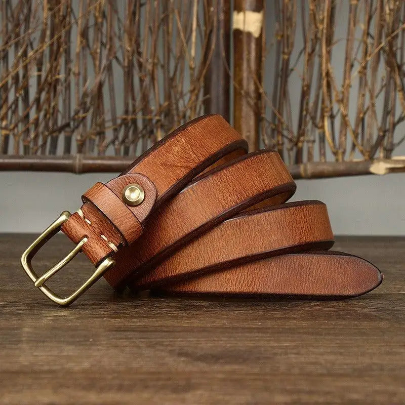 Brown leather belt with brass buckle from Assorted Leather Belts collection