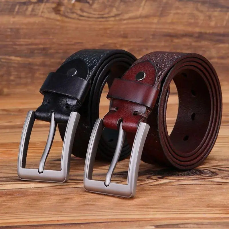 Leather belt with silver buckle suitable for casual and formal wear