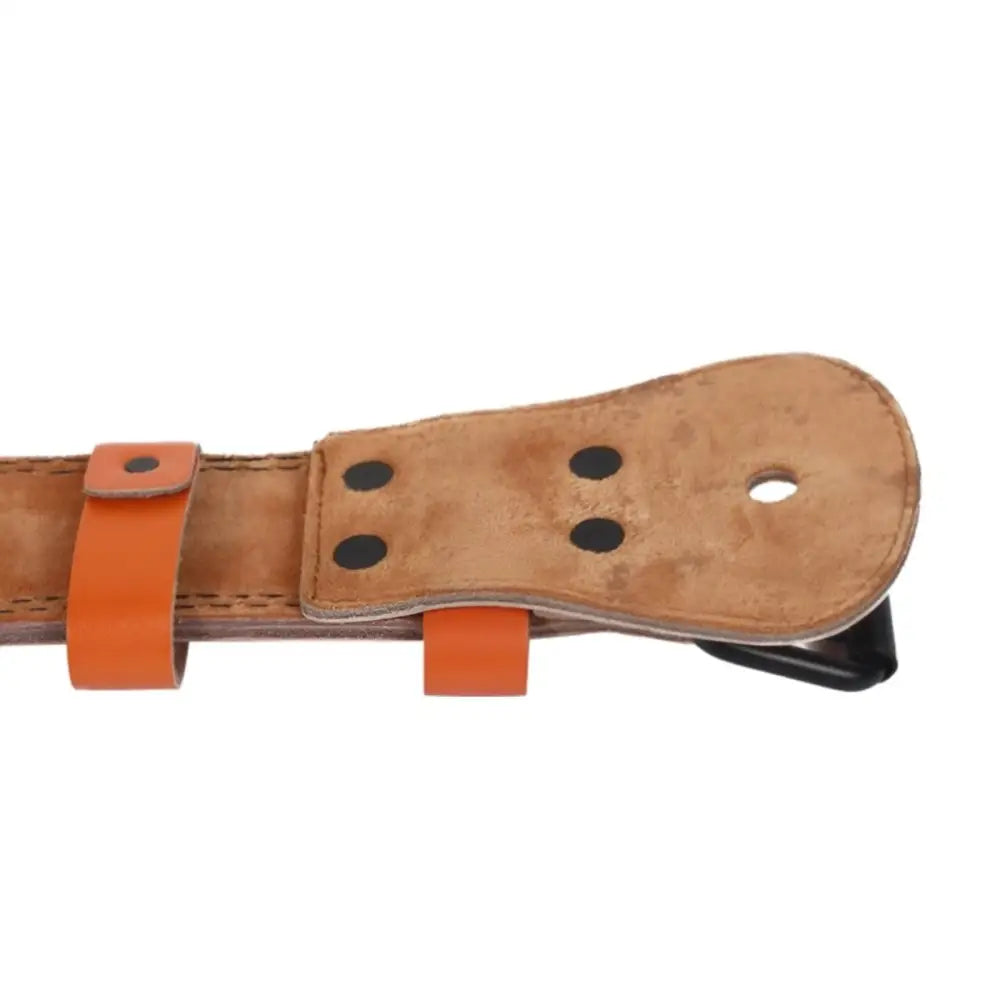 Lilian Leather Power Belt in Orange and Black with Leather Loops for Weightlifting
