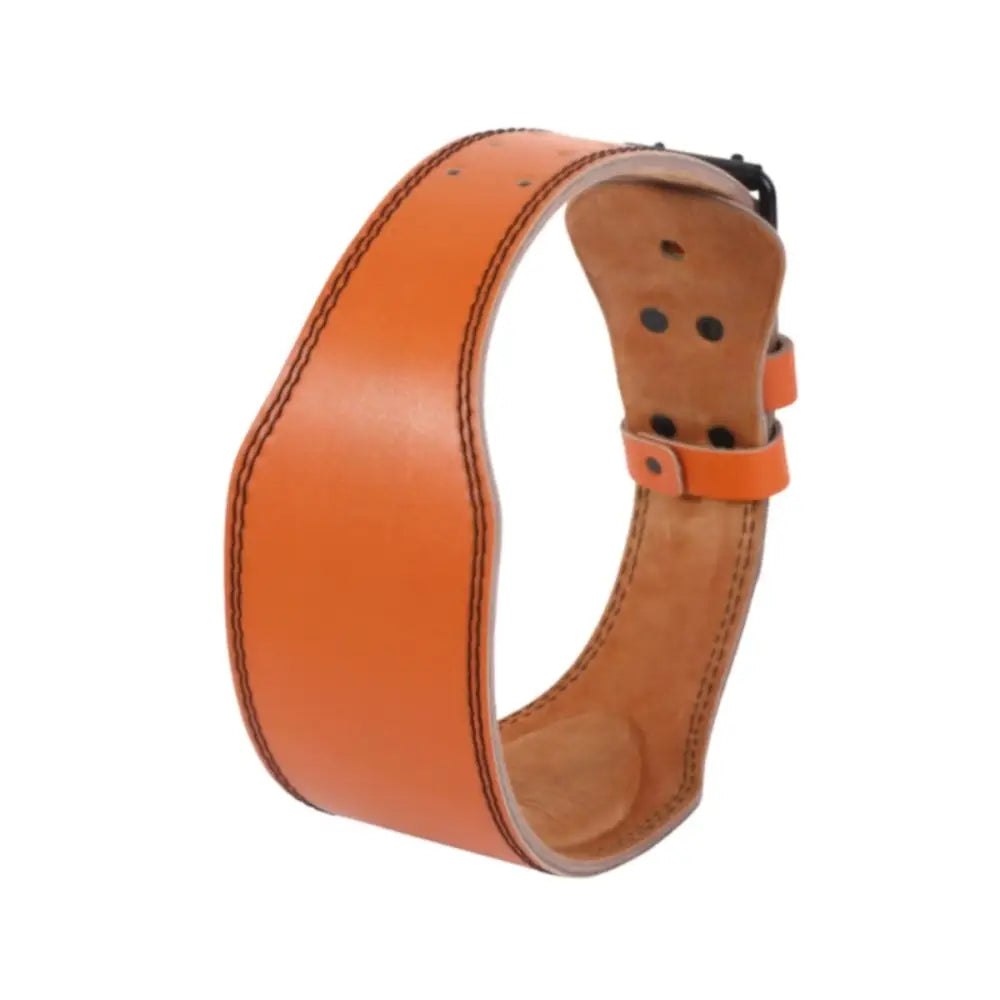Lilian Leather Power Belt in Orange and Black for weightlifting featuring leather power belt design