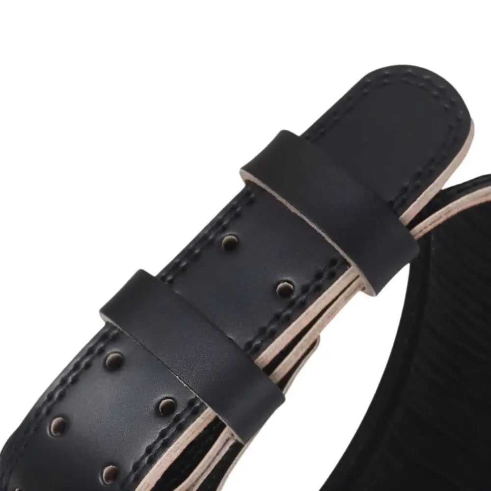 Black leather weightlifting belt featuring Lilian Leather Power design for optimal support