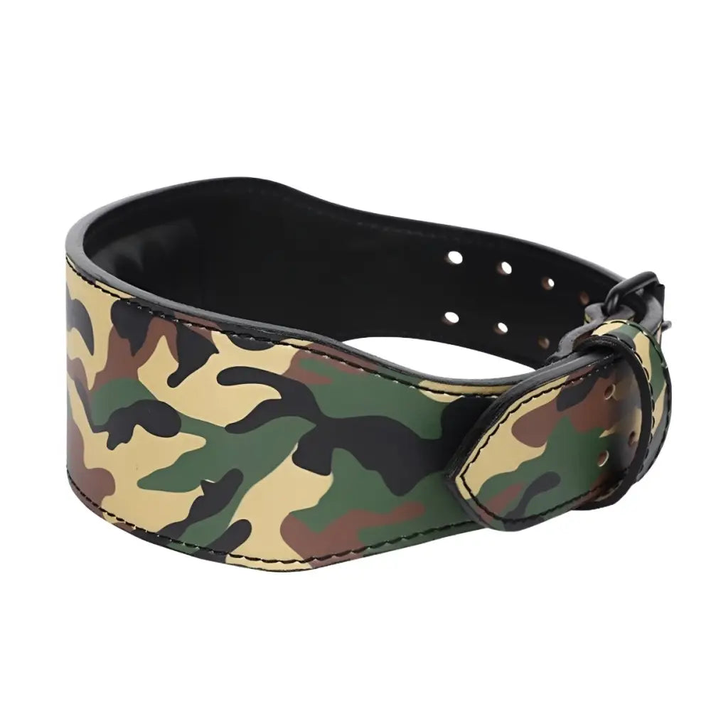 Camouflage support belt for weightlifting and strength training providing lumbar support