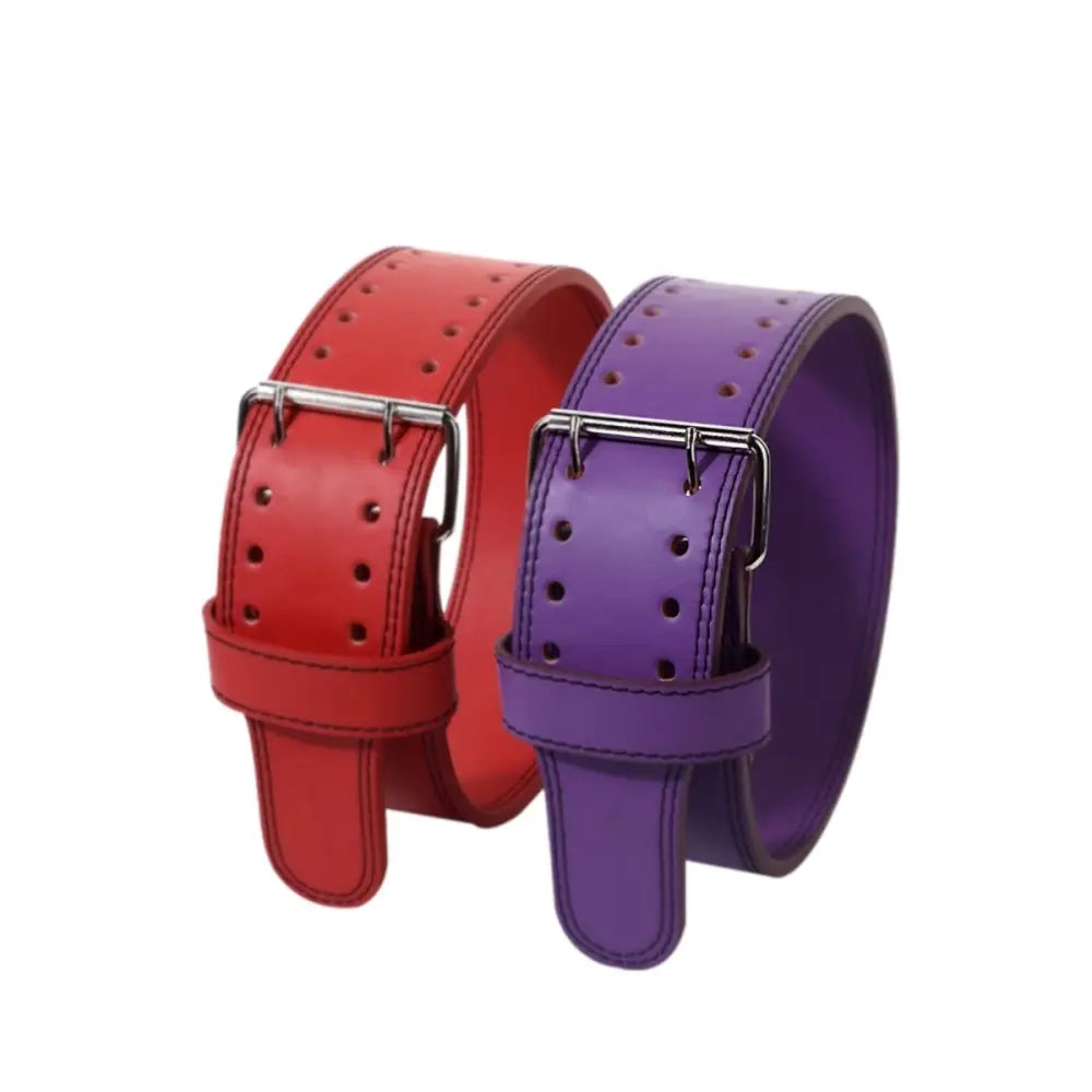 Omer Leather Lifting Belt in Purple and Red Leather showcasing durable leather lifting belt