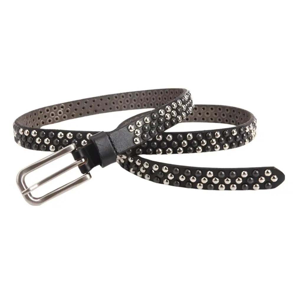 Black studded leather belt showcasing premium craftsmanship for personal style enhancement
