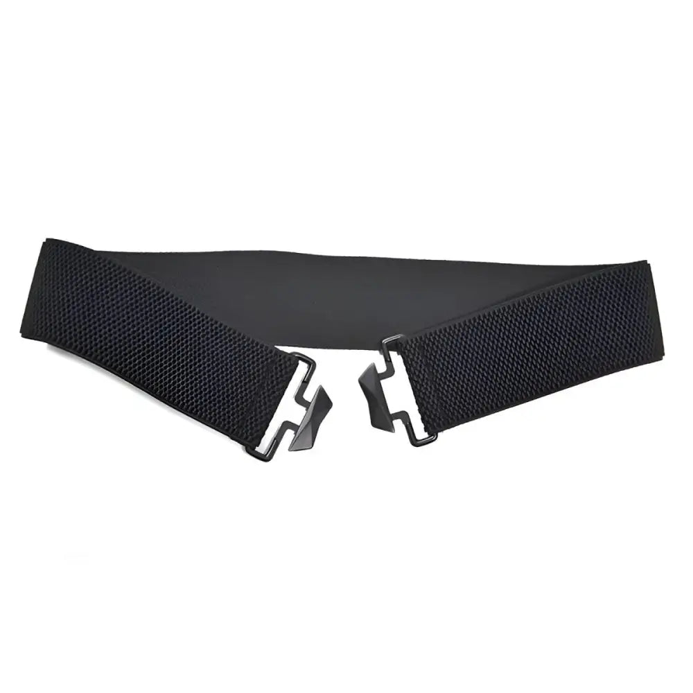 Black elastic belt with metal clasp for women’s elastic waist accessories
