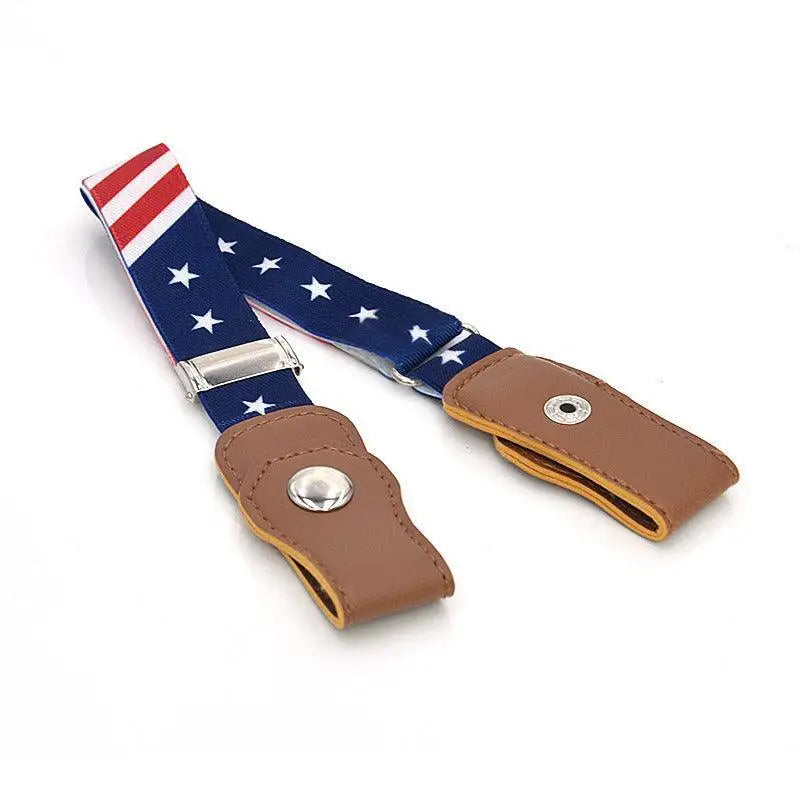 Arcanix belt with American flag pattern and rainbow stripes for denim shorts