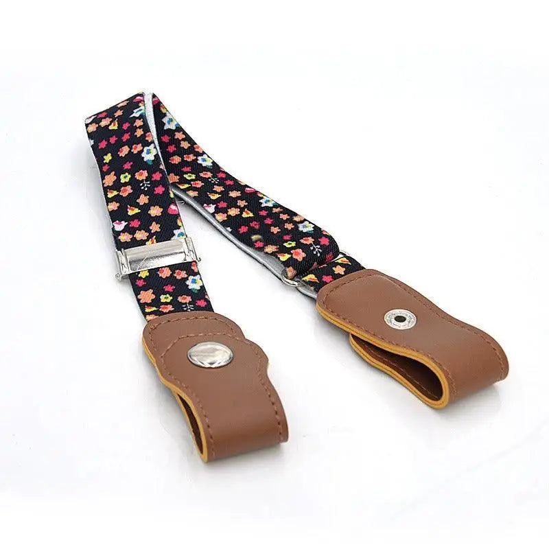 Arcanix belt with floral patterned adjustable suspenders for denim shorts