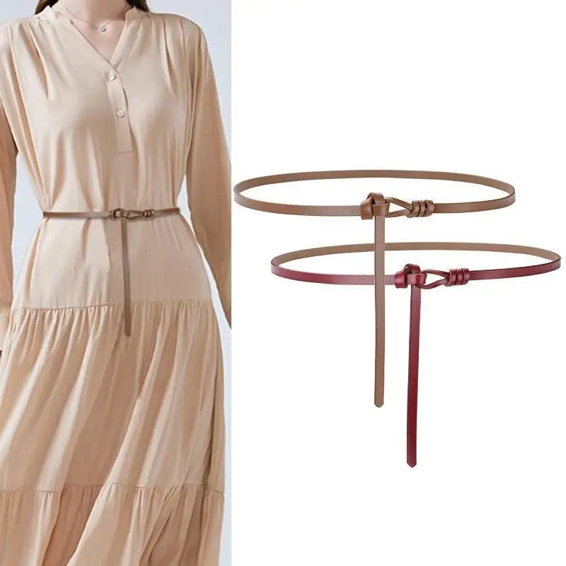 Thin leather belts featuring elegant leather tie design for enhanced aesthetic appeal