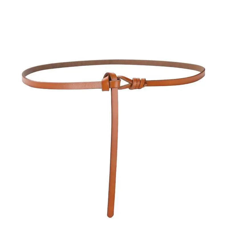 Brown leather knotted tie belt from Assorted Leather Tie Belts and Slim Leather Belt collection