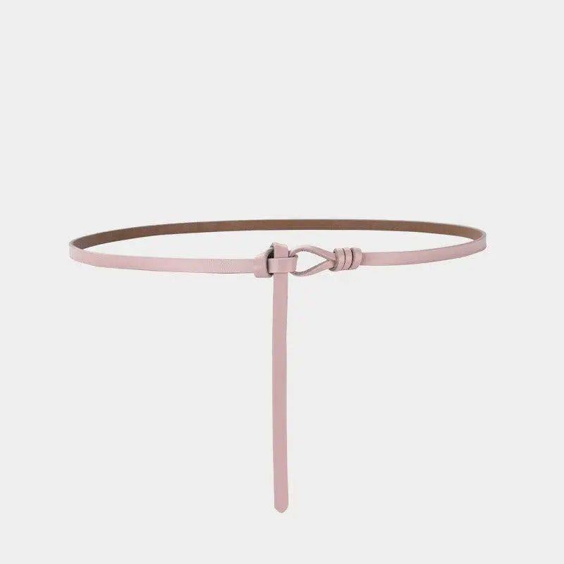 Pink leather tie belt from Assorted Leather Tie Belts and Slim Leather Belt collection