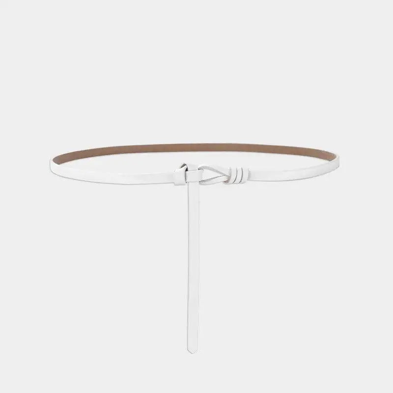White leather belt displayed in Assorted Leather Tie Belts and Slim Leather Belt collection