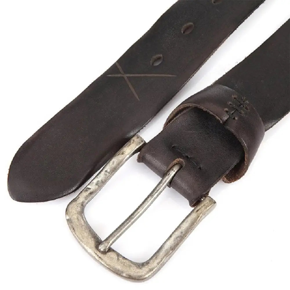 Brown leather belt with silver buckle crafted for elegant style and durable wear