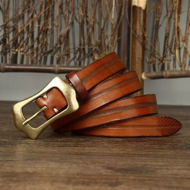 Radhika Leather Belt with Brass Buckle for Stylish Wear showcasing premium leather belt craftsmanship