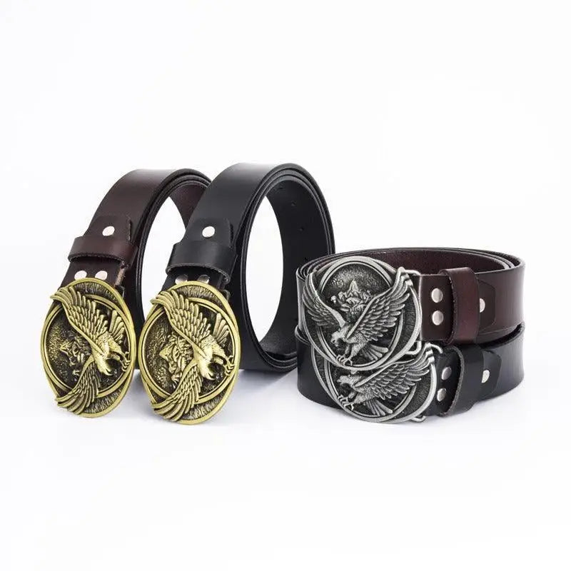 Atka Leather Belt with Eagle Buckle for Wild West Style showcasing durable craftsmanship