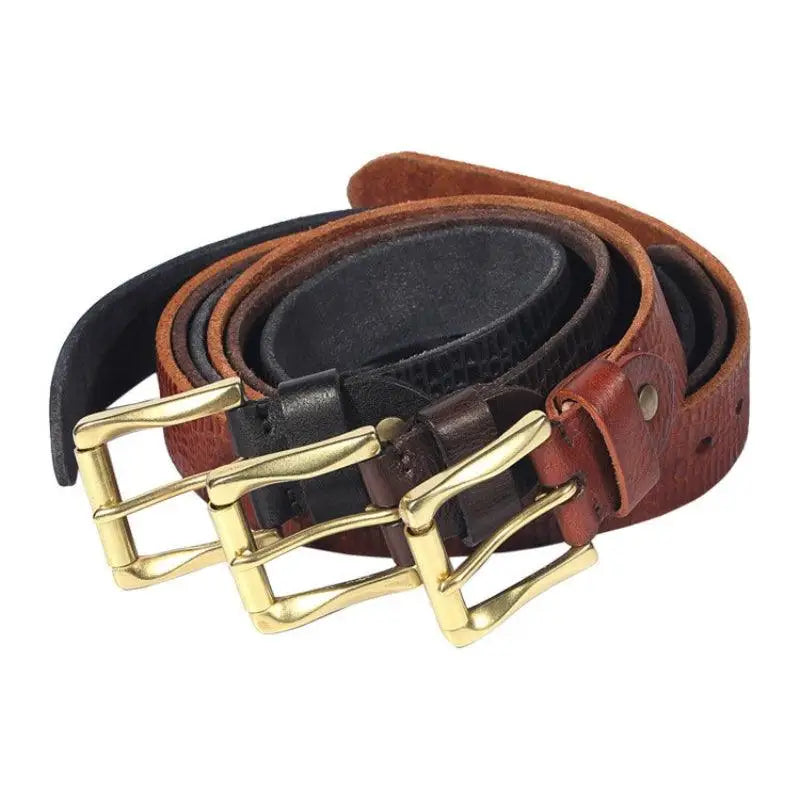 Sinaaq Cracked Leather Belts with Gold Buckles showcasing cracked leather design