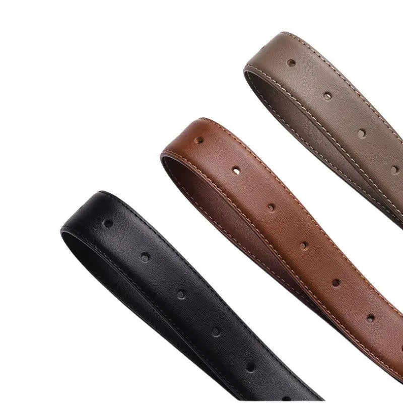 Elegant leather belt with gold buckle and three stylish strap options for women