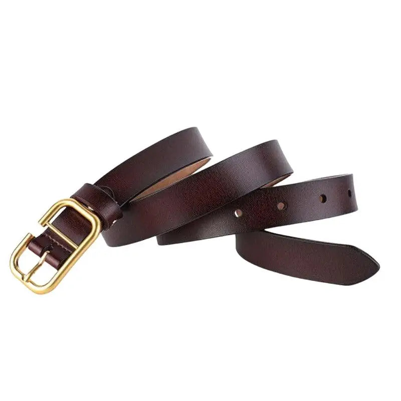Brown leather belt with gold buckle from the Set of Three Leather Belts collection