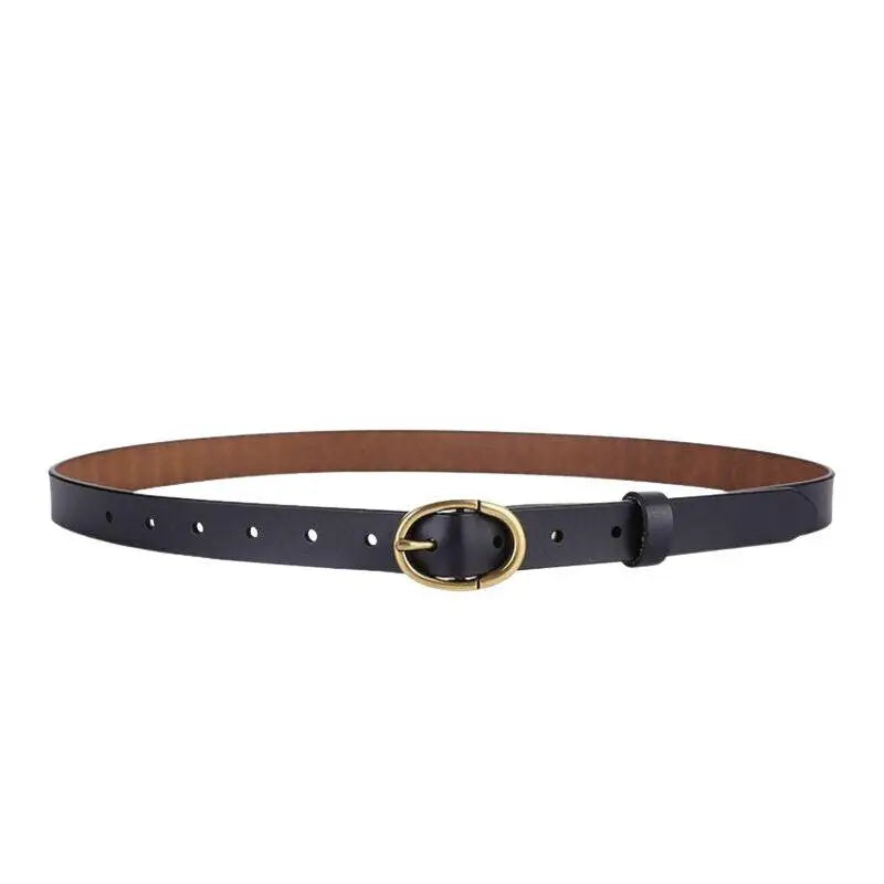 Black leather belt with oval buckle from Elegant Dresses and Belts collection