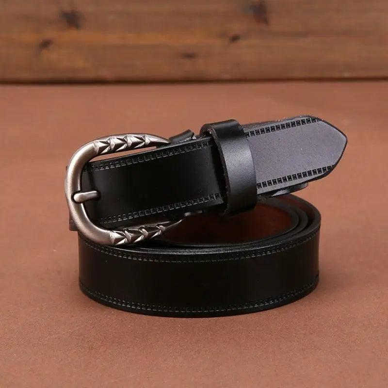 Gaby Belt in Brown Leather with Ornate Decorative Buckle shown in the image