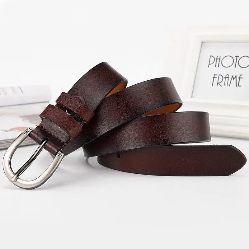 Brown leather belt with a silver buckle from Assorted Brown Leather Belts collection