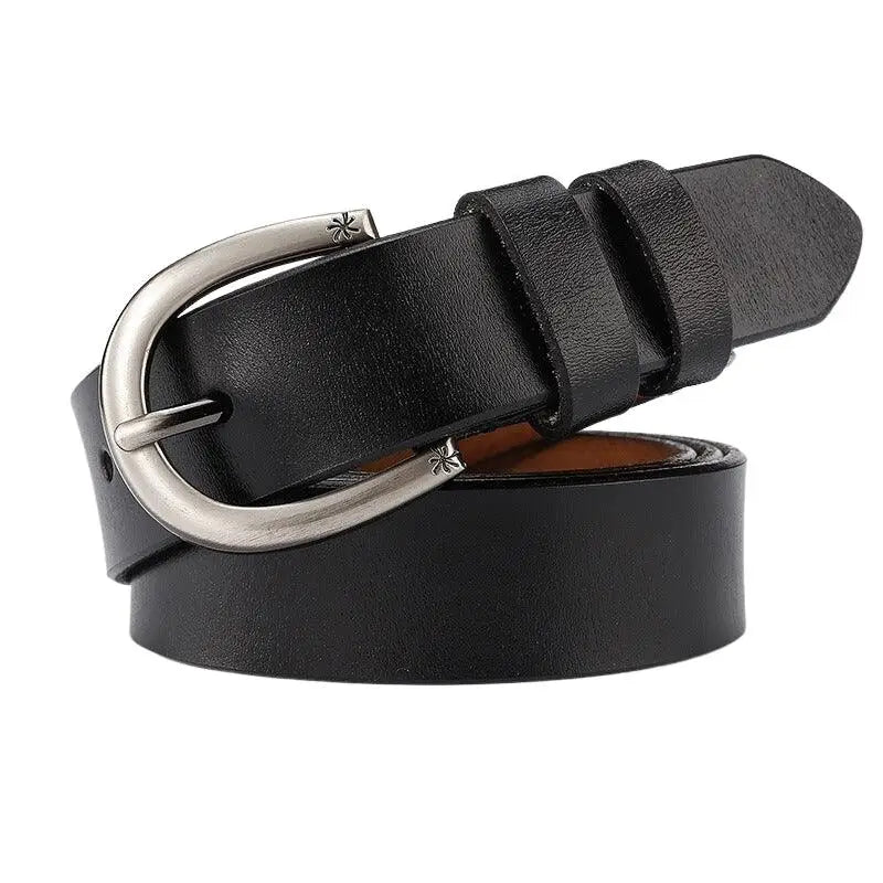 Black leather belt with silver buckle from Assorted Brown Leather Belts collection