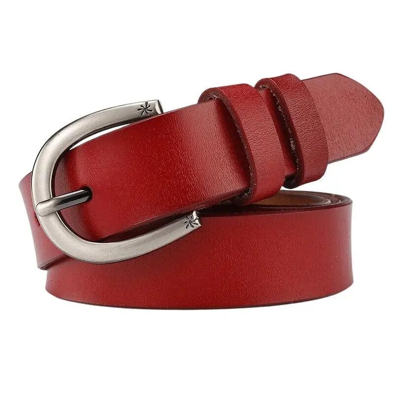 Red leather belt with silver buckle from Assorted Brown Leather Belts collection