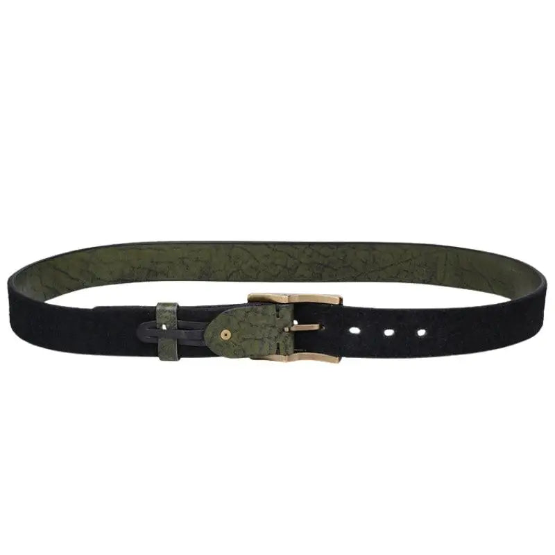 Black and green leather belt with brass and gold buckle from Assorted Leather Belts collection