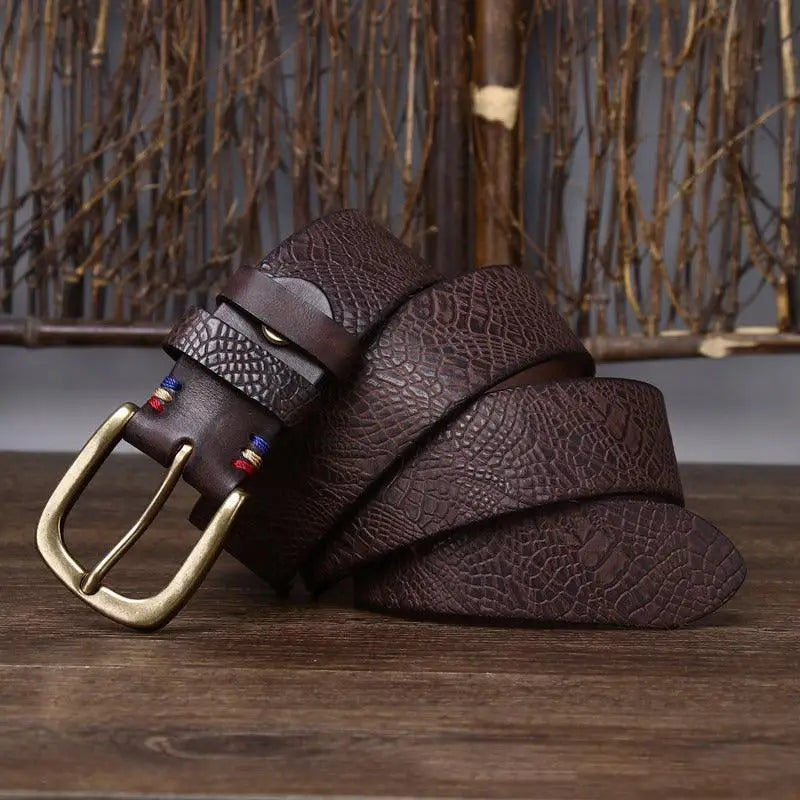 Brown leather belt with gold buckle from Assorted Leather Belts collection ceinture en cuir