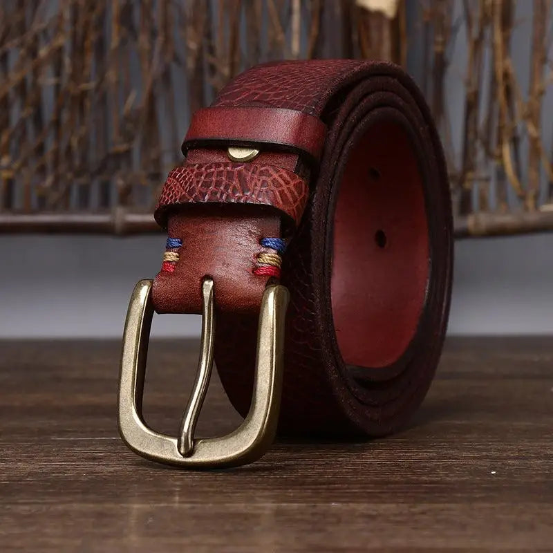Rolled brown leather belt with brass buckle from Assorted Leather Belts collection