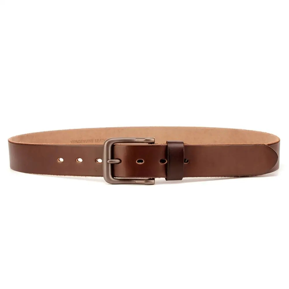 Brown leather belt with metal buckle from Pair of Brown Leather Belts with Metal Buckles