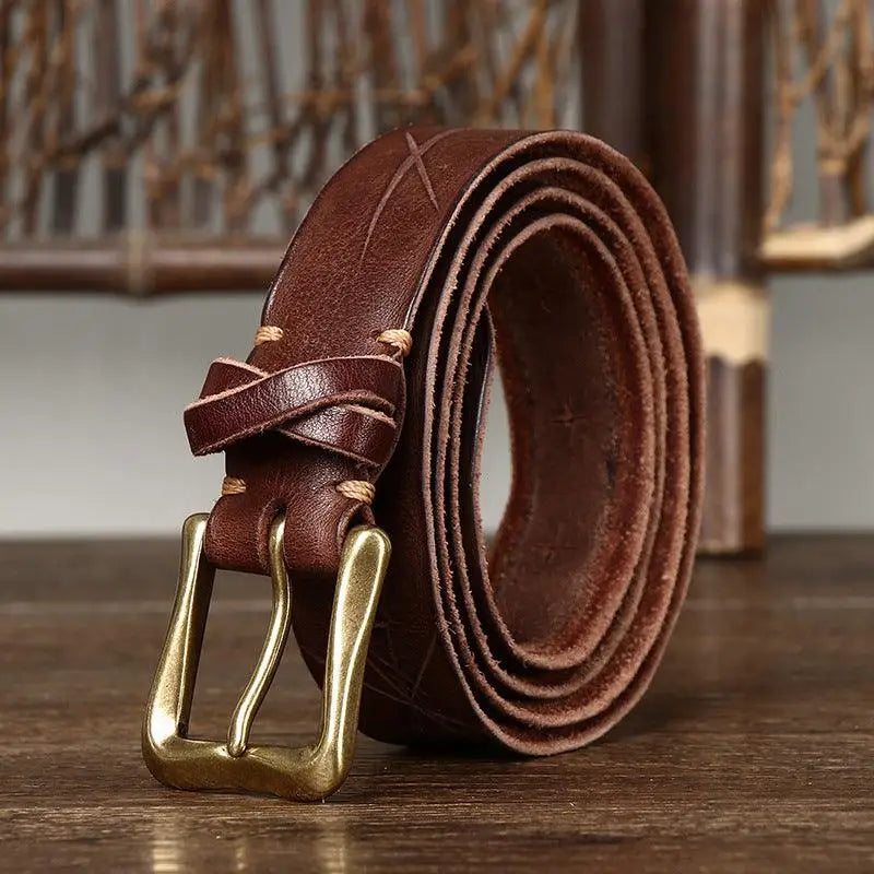 Brown leather belt with Brass Buckle from Red Leather Belt with Brass Buckle product line