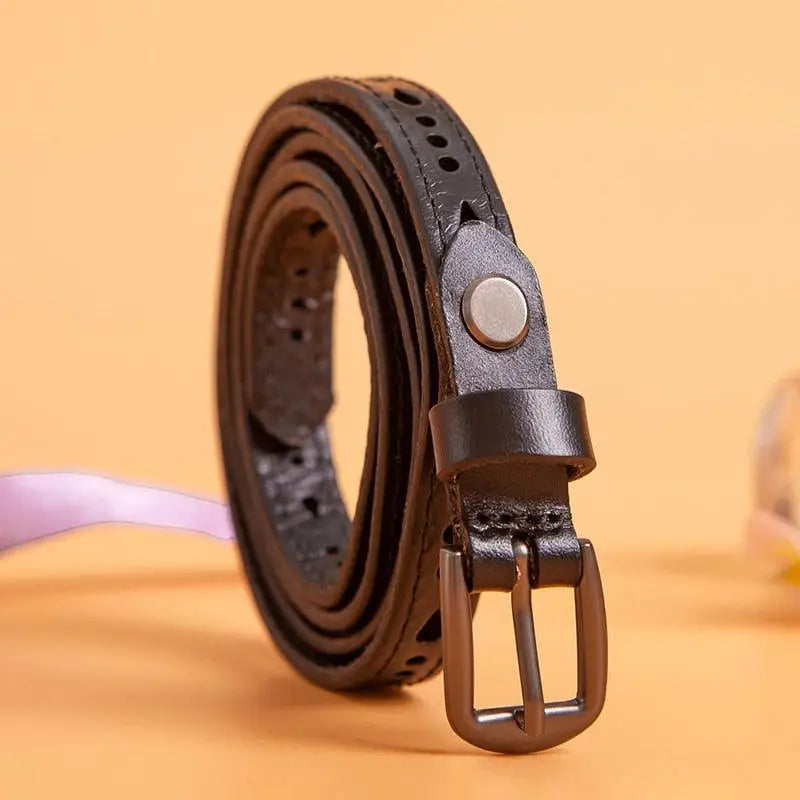 Anei Leather Belt with Metal Buckle and Knot Design showcasing high-quality leather belt craftsmanship