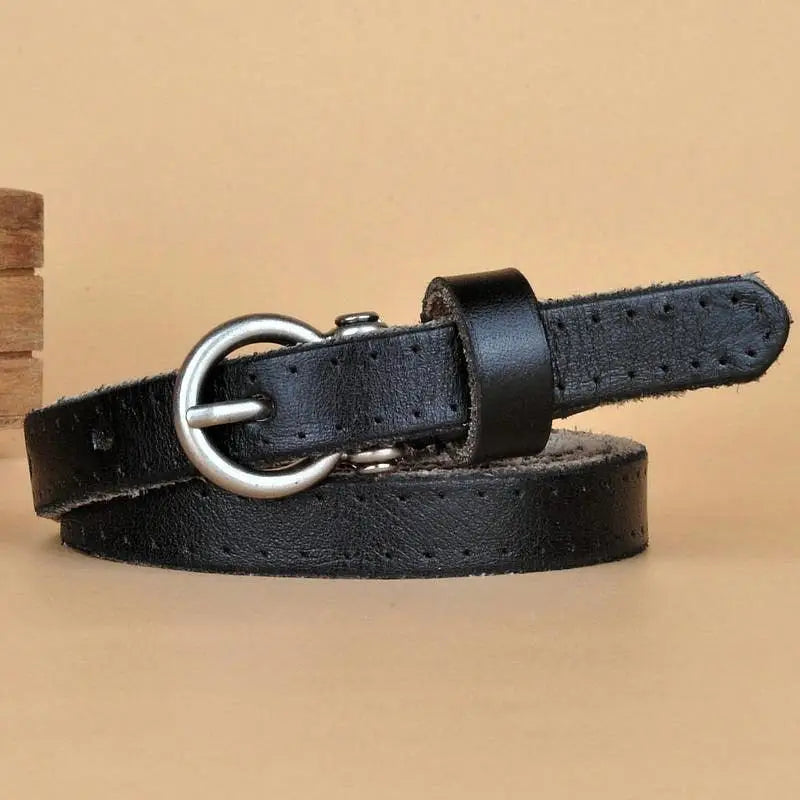 Black leather belt with silver buckle from the Colorful Leather Belts Set for Dresses and Outfits