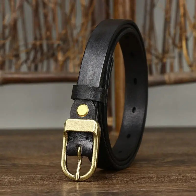 Full-grain leather belt with brass buckle from Set of four full-grain leather belts