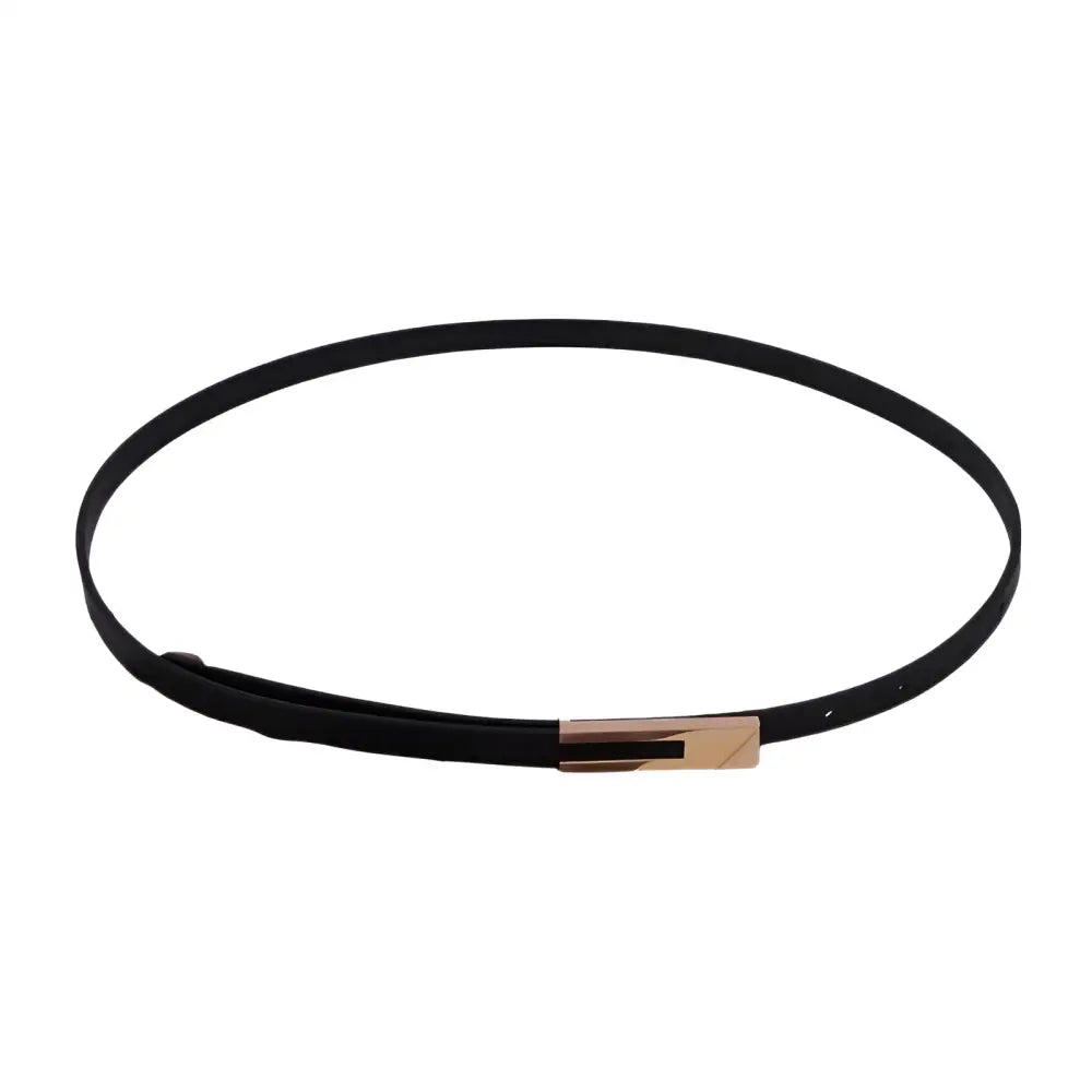 Women’s leather belt with black finish and gold buckle for stylish women’s leather accessories