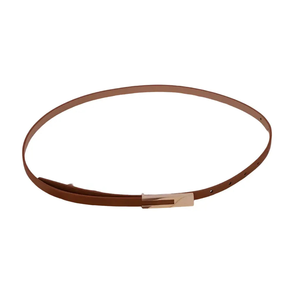 Women’s leather belt with gold buckle displayed in Women’s Leather Belts in Black and Gray collection