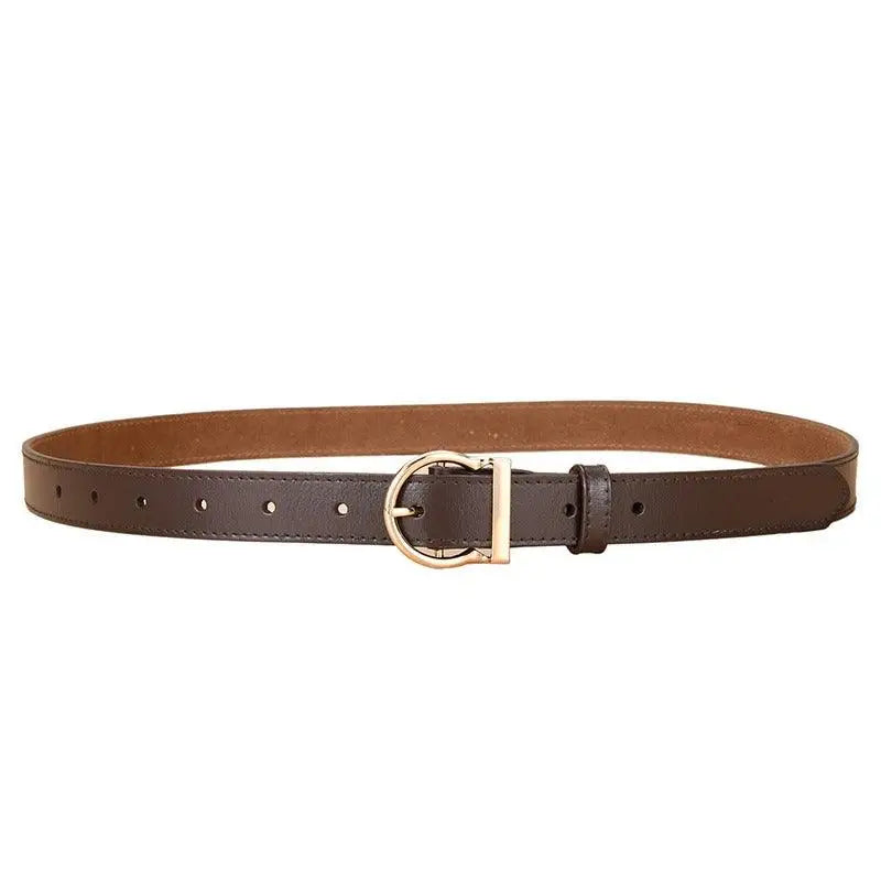 Brown leather belt with gold buckle from Assorted Colorful Leather Belts collection