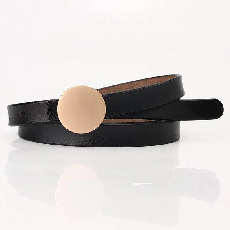 Kira Leather Belt with Round Buckle in Multiple Colors, high-quality leather belt