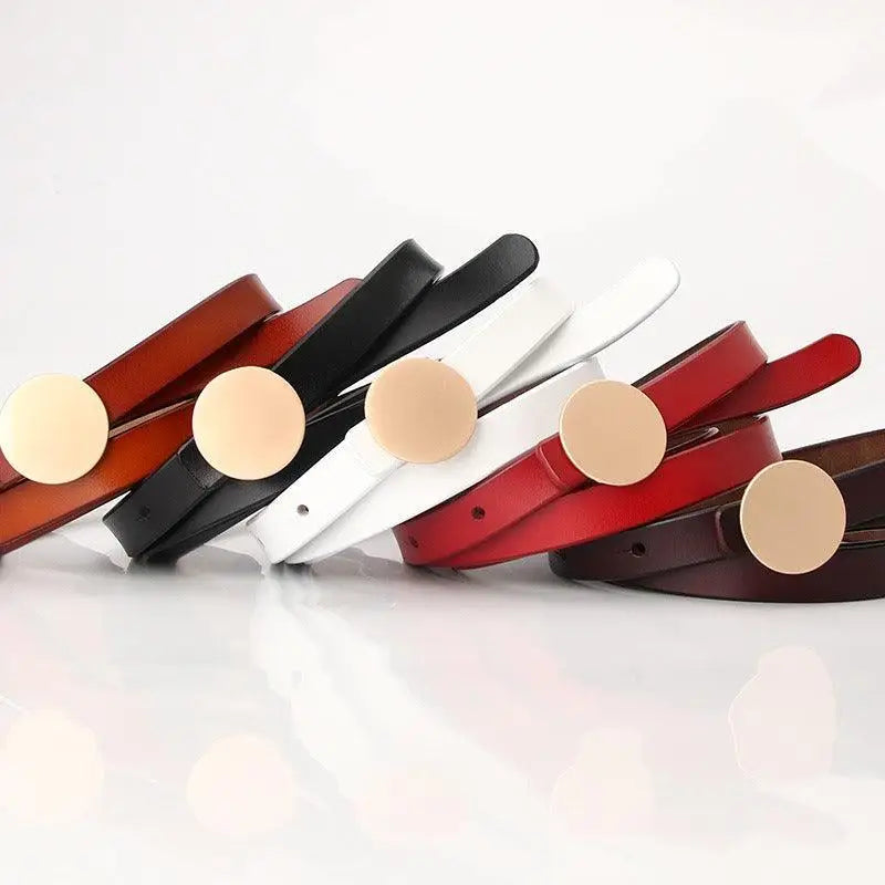Colorful Kira Leather Belt with Round Buckle in Multiple Colors for Stylish Wear