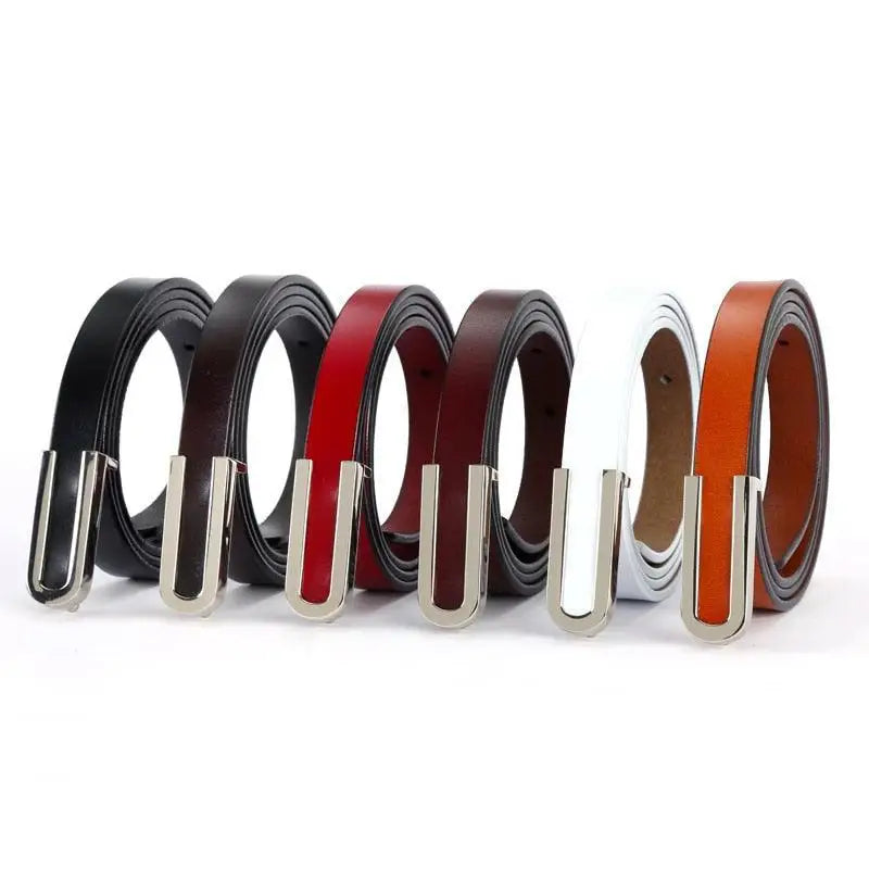 Assorted leather belts with silver buckles displayed in the product Assorted Leather Belts with Silver Buckles