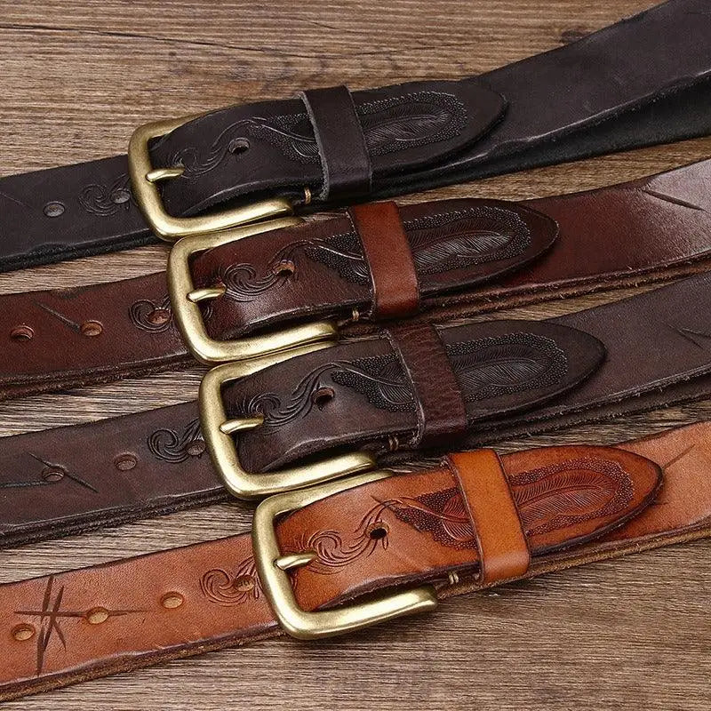 Deepak Model leather belts with brass buckles for stylish wear