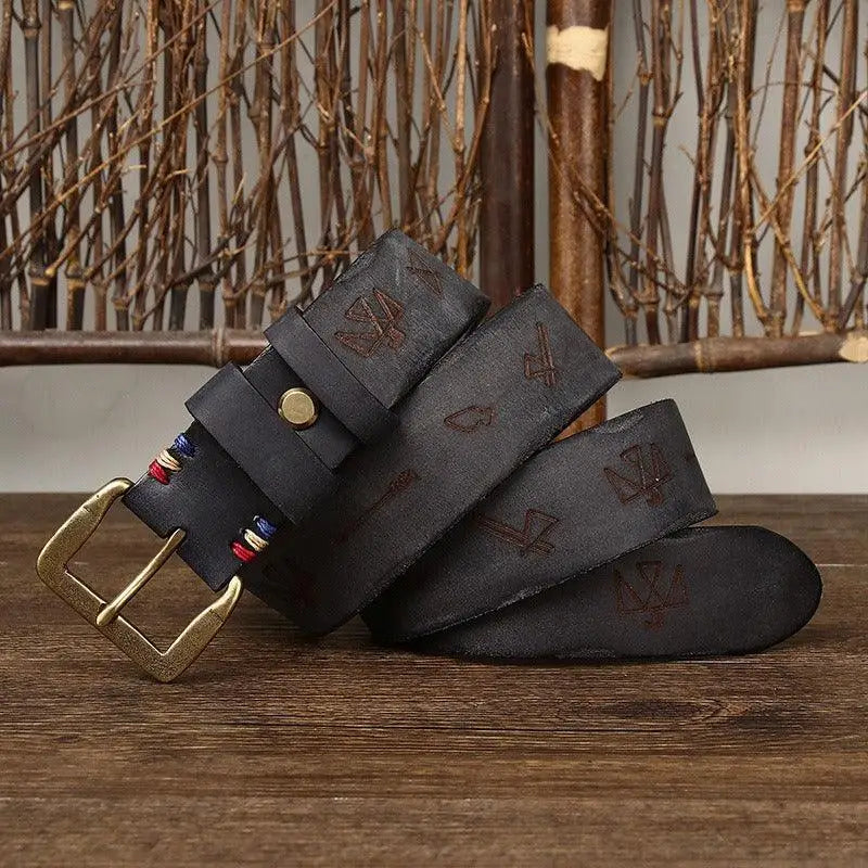 Aisha Leather Belt with Brass Buckle in Brown Leather for Men and Women