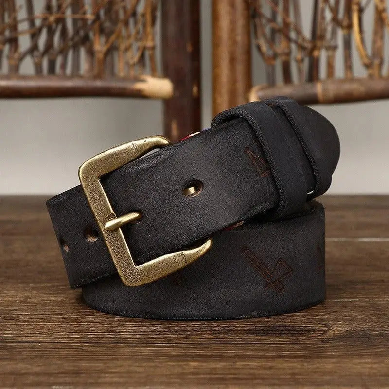 Aisha Leather Belt with Brass Buckle in Brown Leather for Men and Women