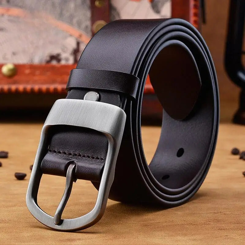 Domezio leather belt in burgundy or black with silver buckle for versatile style