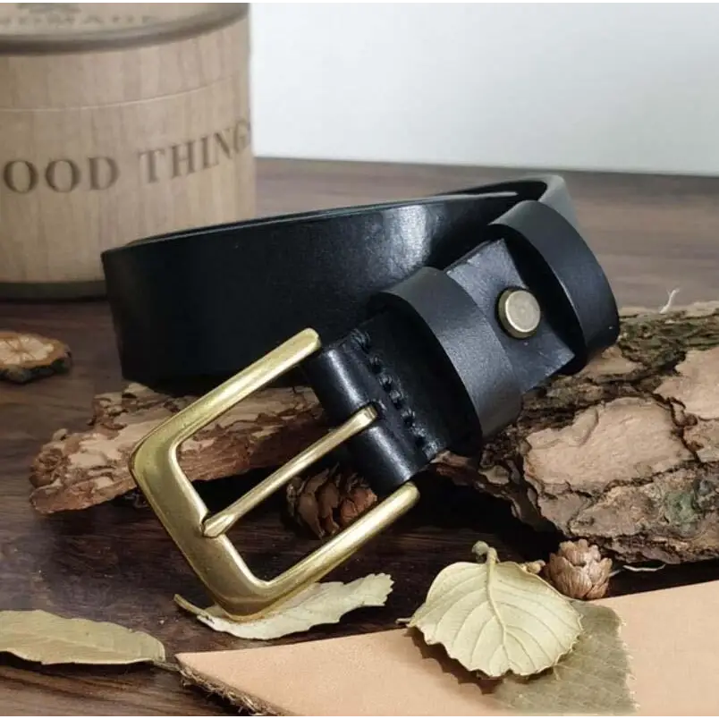 Black leather belt with brass buckle from Araziia Leather Belt in Brown