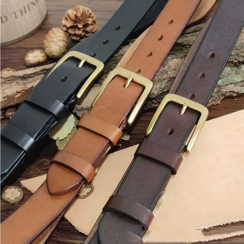 Araziia Leather Belt with Brass Buckle in Brown showcasing high-quality leather belt craftsmanship