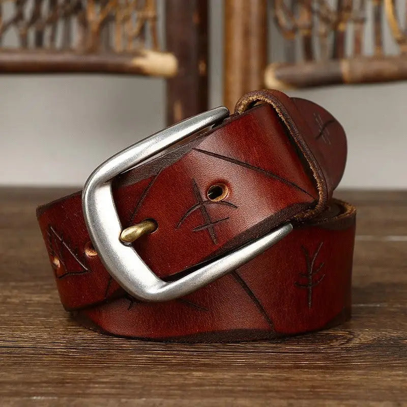 Brown leather belt with a silver buckle from Assorted Brown and Maroon Leather Belts