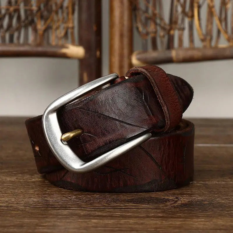 Brown leather belt with silver buckle from Assorted Brown and Maroon Leather Belts collection