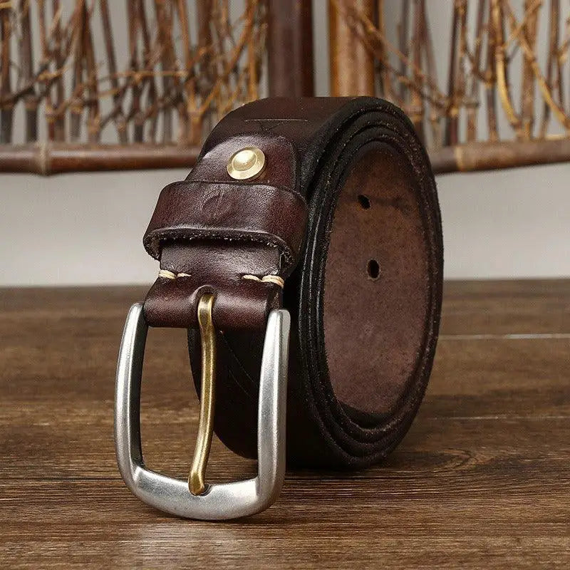 Brown leather belt with a silver buckle from Assorted Brown and Maroon Leather Belts